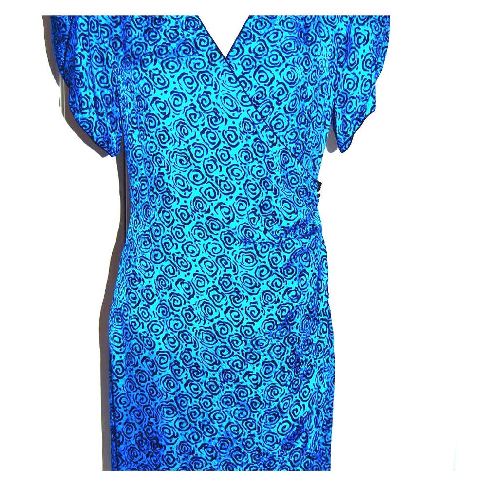 Vintage Silk Dress Blue 80’s.  100% Silk.